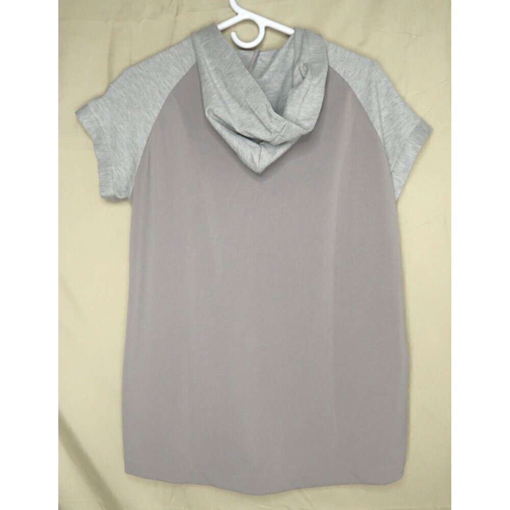 Lime & Vine Short Sleeve Grey Hoodie Multi Zip Front Sweater Women's Medium - Picture 8 of 16